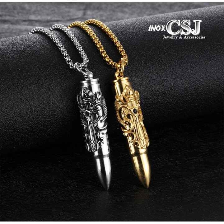 MẶT DÂY CHUYỀN, VÒNG CỔ HÌNH VIÊN ĐẠN INOX MD191