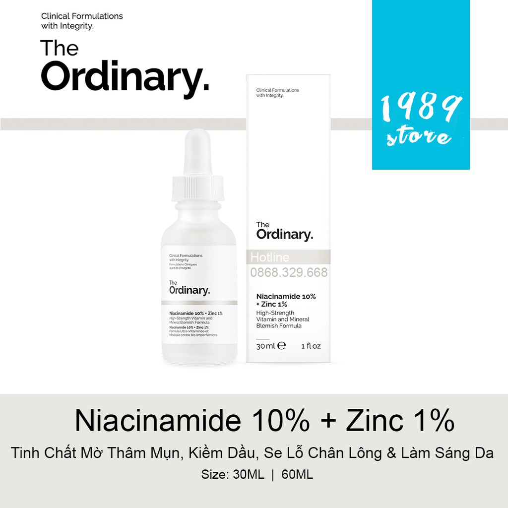 Tinh Chất Mờ Thâm Mụn & Làm Sáng Da Niacinamide 10% + Zinc 1% The Ordinary