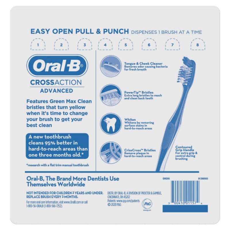 [Hàng Mỹ] Set 08 Bàn Chải Đánh Răng Oral-B CrossAction Advanced Toothbrushes, Max clean