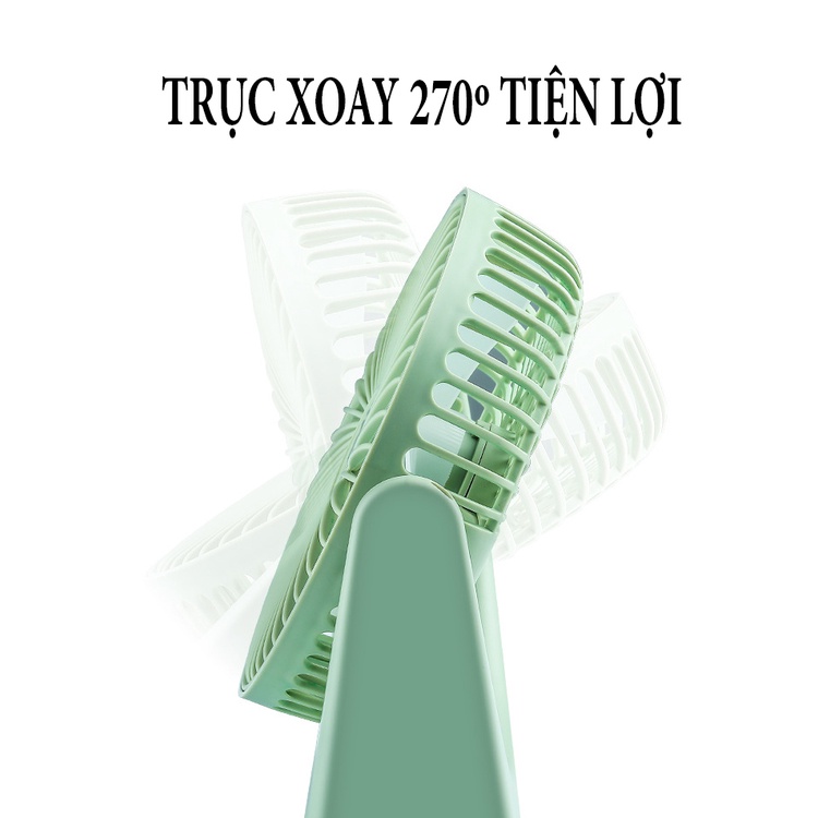 Quạt Để Bàn, Quạt Tích Điện Xoay Linh Hoạt 360 độ Cổng Sạc USB tiện lợi Q1
