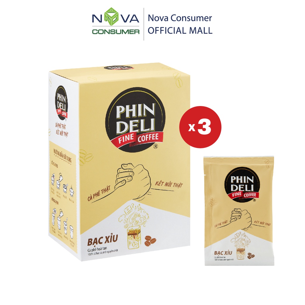 [Combo 3 hộp] Cà Phê Hòa Tan PhinDeli Bạc Xỉu (17g x 18 gói x 3 hộp) | BigBuy360 - bigbuy360.vn