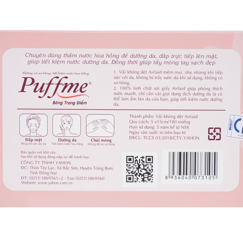 Bông trang điểm Puffme dưỡng da chuyên dụng hộp 180 miếng, Giá tháng 1/2021