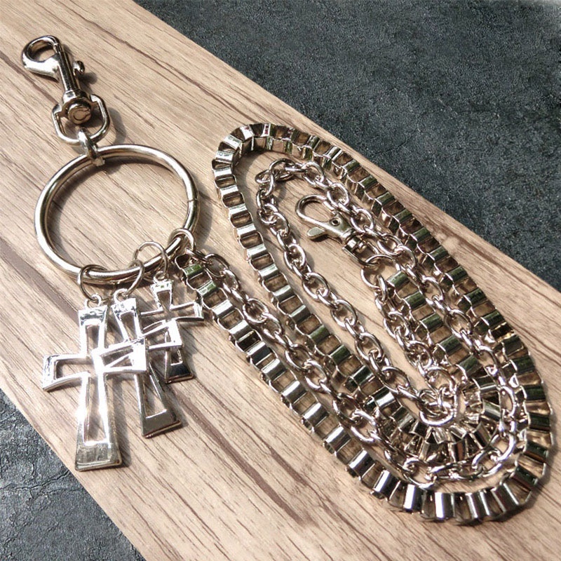 Dây Xích Kim Loại Mặt Chữ Thập Trang Trí Quần Phong Cách Hiphop