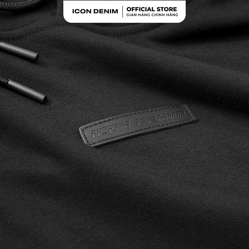 Áo Nỉ Hoodie Có Nón ICON DENIM Unisex Màu Đen Dày Dặn, Có Chữ Ký Thêu Sau Nón | BigBuy360 - bigbuy360.vn