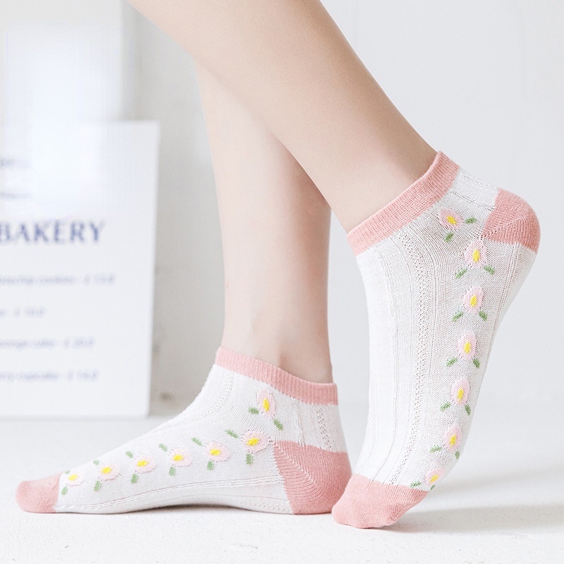 Tất Nữ Chery Cổ Ngắn Set 5 Đôi Tất Nữ Cổ Thấp Họa Tiết Đáng Yêu Phong Cách Hàn Quốc