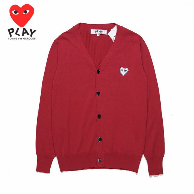 cardigan áo Áo khoác cardigan bằng vải cotton đan cổ chữ V CoMME des Garcons CDG thời trang cho nam/nữ