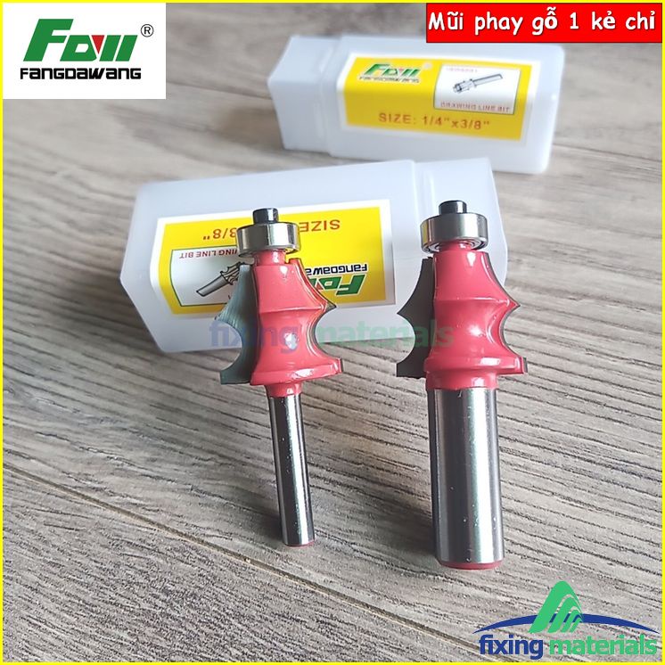 Mũi phay gỗ 1 kẻ chỉ, soi chỉ tơ- cốt 6ly, 12 ly