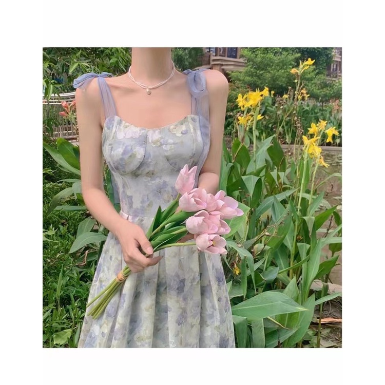 váy xanh đầm bigsize nữ đầm dài đầm nữ váy hoa nhí vintage váy cổ yếm váy tiểu thư sang chảnh đầm cúp ngực đầm đi tiệc váy tay bồng sexy