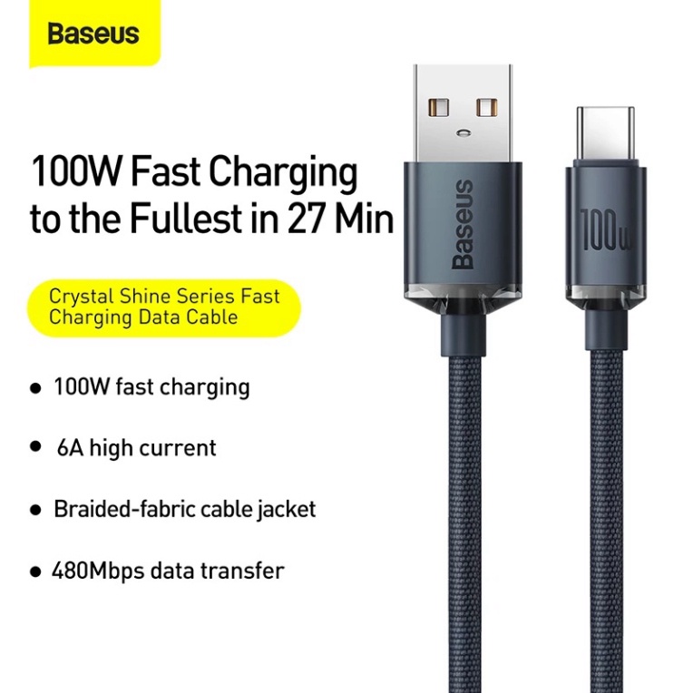 Dây cáp BASEUS 100W USB Type C 5A dành cho Samsung Xiaomi