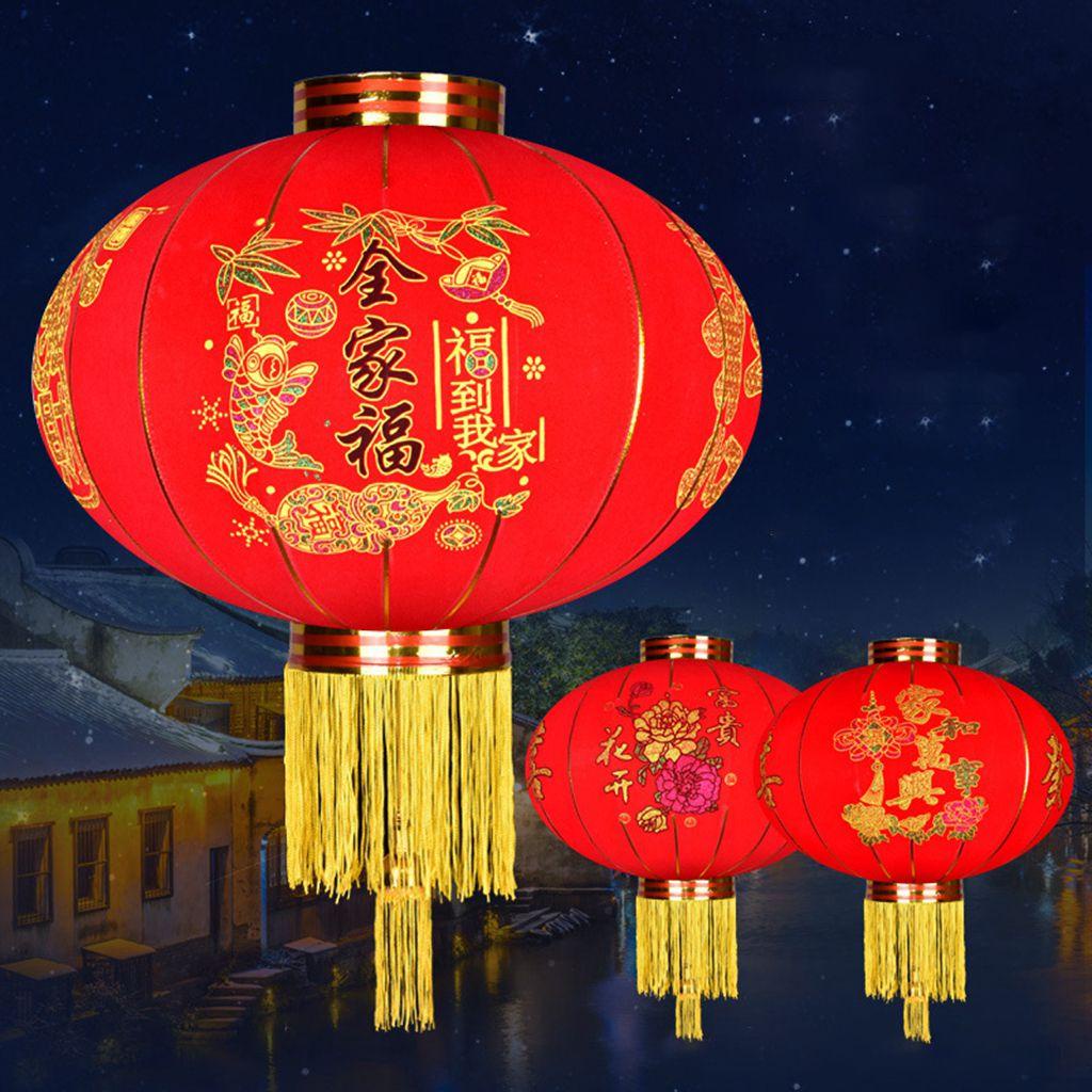 Đèn lồng lễ hội YIYU vải nỉ nhung đỏ thời trang tự làm trang trí sân/ cổng năm mới phong cách Trung Quốc