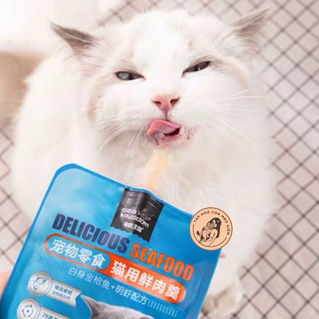 Súp thưởng cho mèo Sea kingdom nắp vặn 90g, kem dinh dưỡng mèo lớn con nhỏ Con Mèo Xiêm