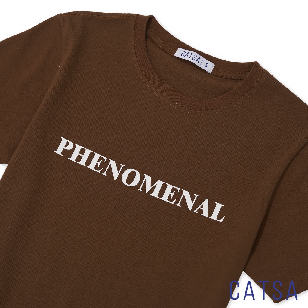 Áo thun nam cổ tròn màu nâu in PHENOMENAL phong cách thoải mái ATN291