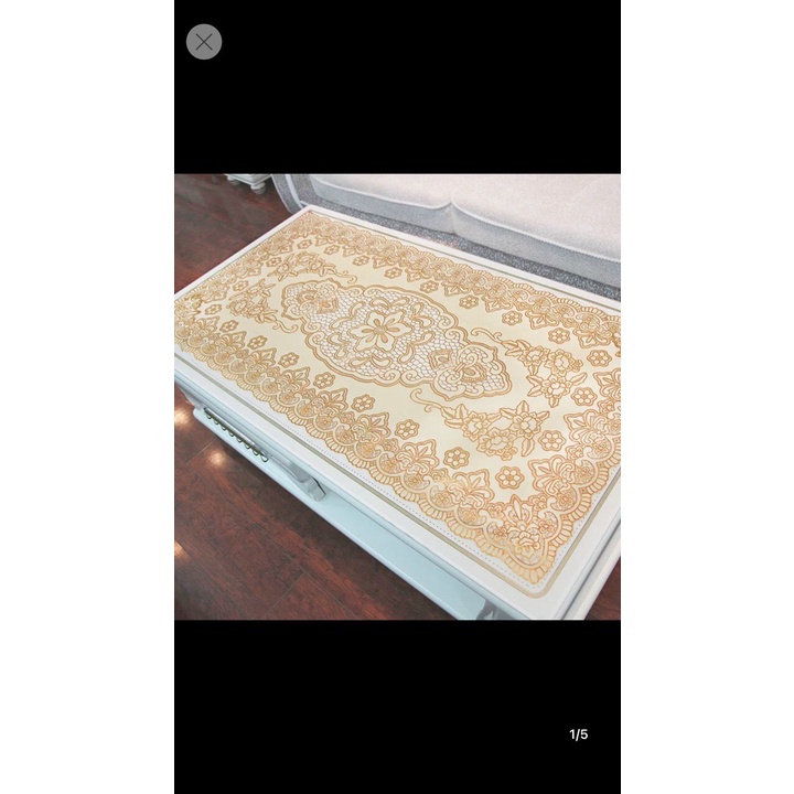 Khăn Trải Bàn Hoa Văn Ren Vàng Dập Nổi  Kích Thước 120 x 60cm, Giao Hoa Văn Ngẫu Nhiên