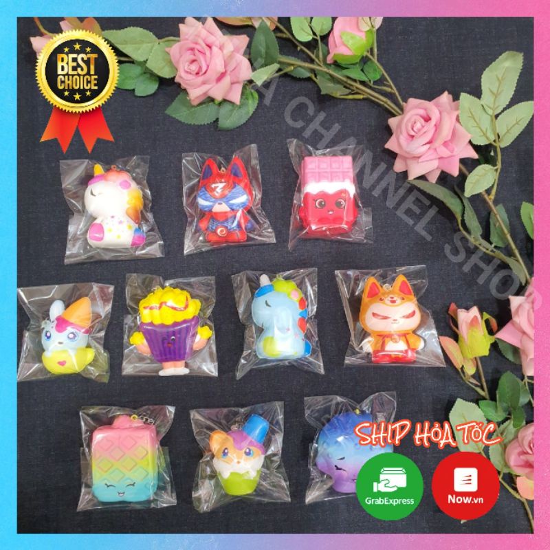 Squishy dễ thương combo 10 sản phẩm siêu đáng yêu kích thước 6cm đến 10cm