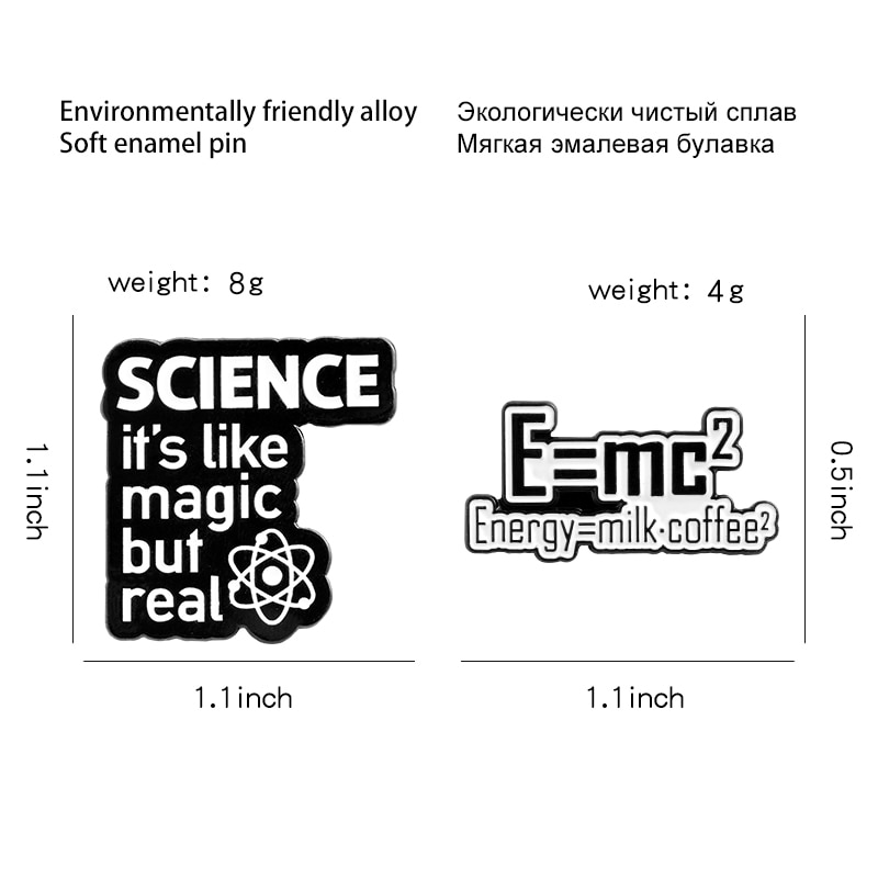 Ghim Cài Áo In Chữ Science is Magic but real Energy Vui Nhộn Làm Quà Tặng Cho Bạn Bè
