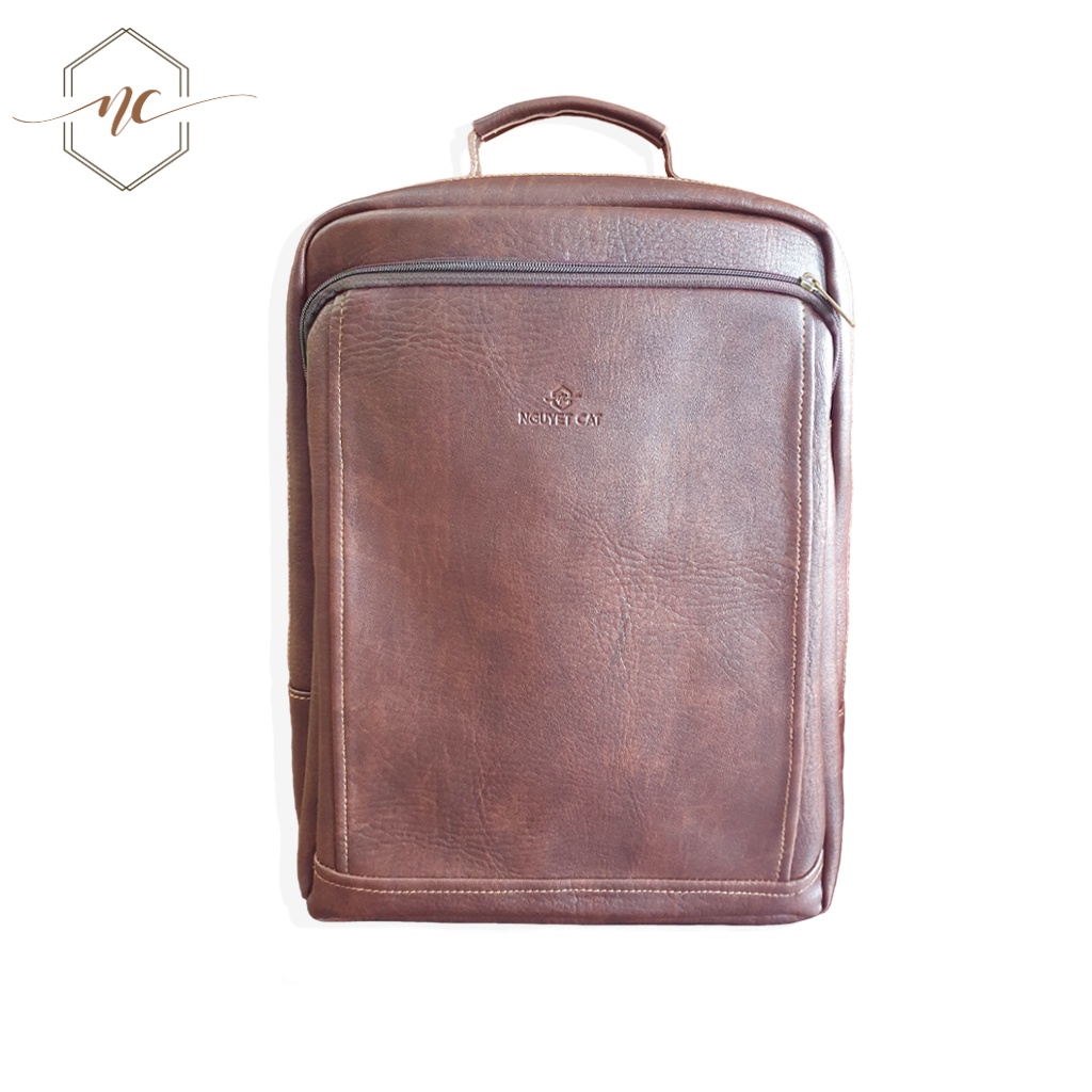 Balo Đựng Laptop NGUYET CAT Leather Chất Liệu Da PU Cao Cấp, Chia Nhiều Ngăn, Chống Nước NC22