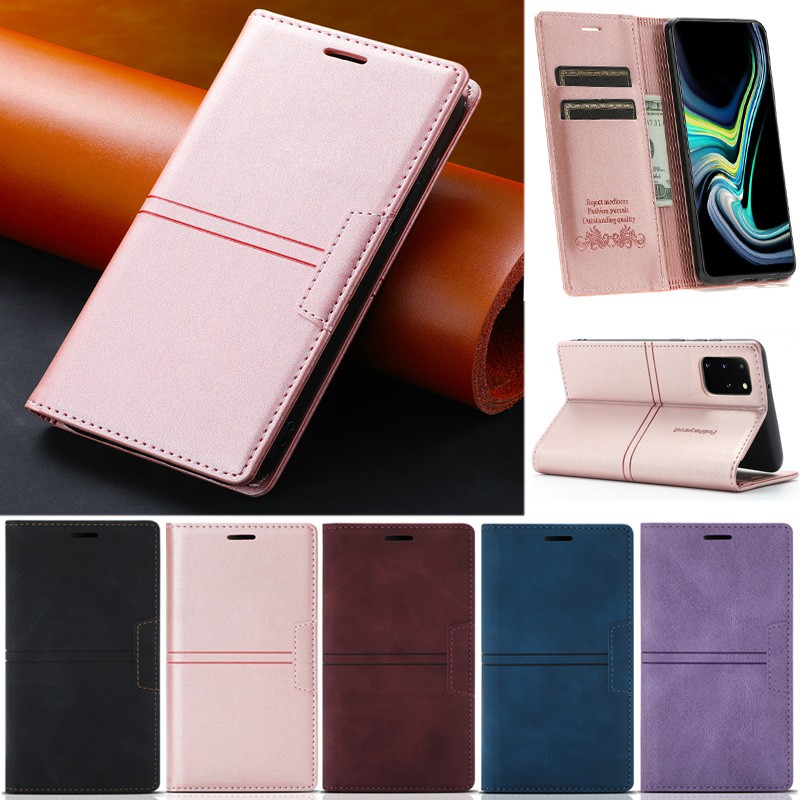 Ốp Điện Thoại Da PU Mềm Mờ Kiểu Ví Đế Lật Có Đế Cho Samsung Galaxy S10 Plus S9 Plus S8 Plus S7 Edge
