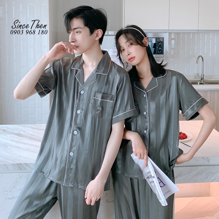 Đồ ngủ đôi nam nữ vải lụa mềm mịn, Pijama tay ngắn quần dài đẹp - Since Then