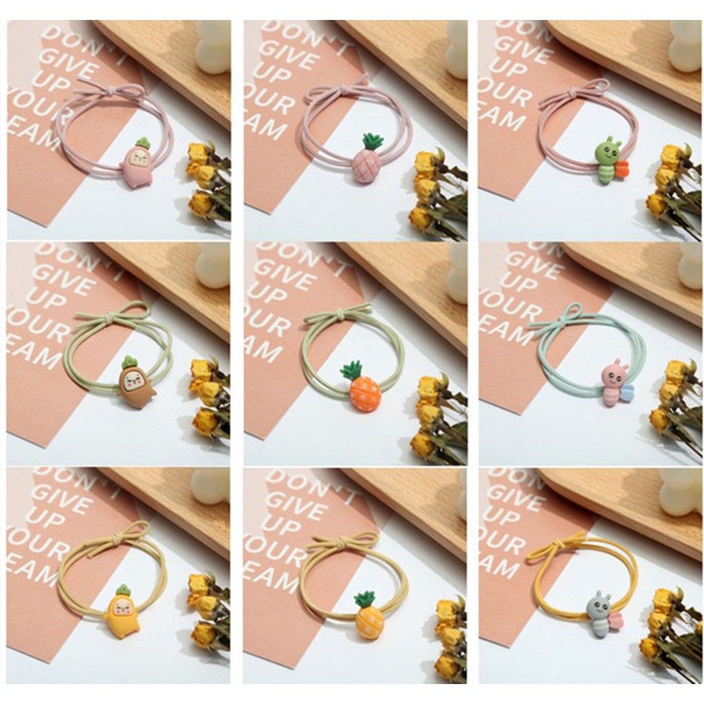 Dây Buộc Tóc Co Giãn Họa Tiết Quả Dứa/Chú Ong Dễ Thương Dành Cho Nữ