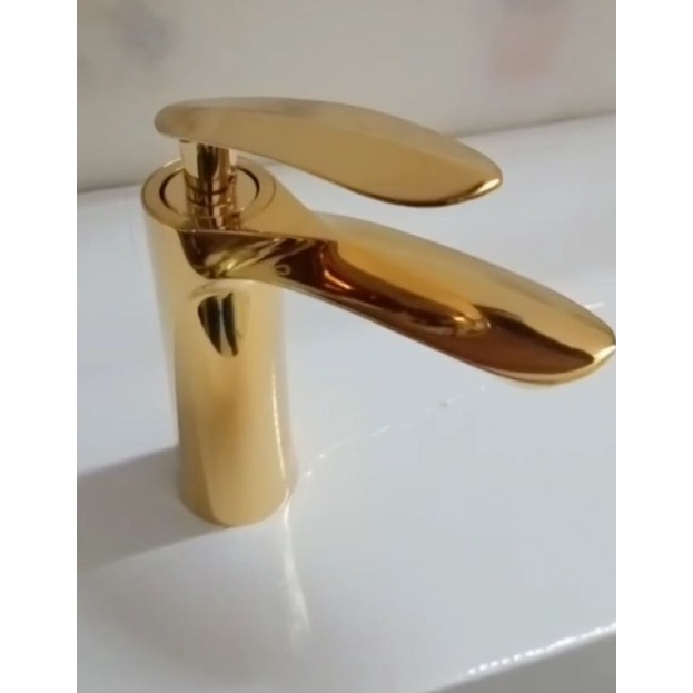 Vòi lavabo chiếc lá vàng 20cm