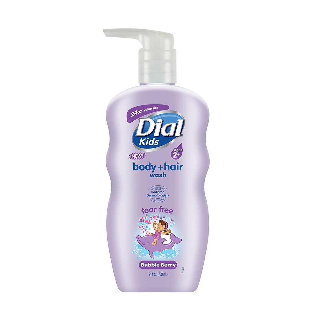 Dầu gội, xả, tắm 3 trong 1 cho trẻ em hương berry Dial Kids Body + Hair Wash Bubble Berry 709ml (Mỹ)