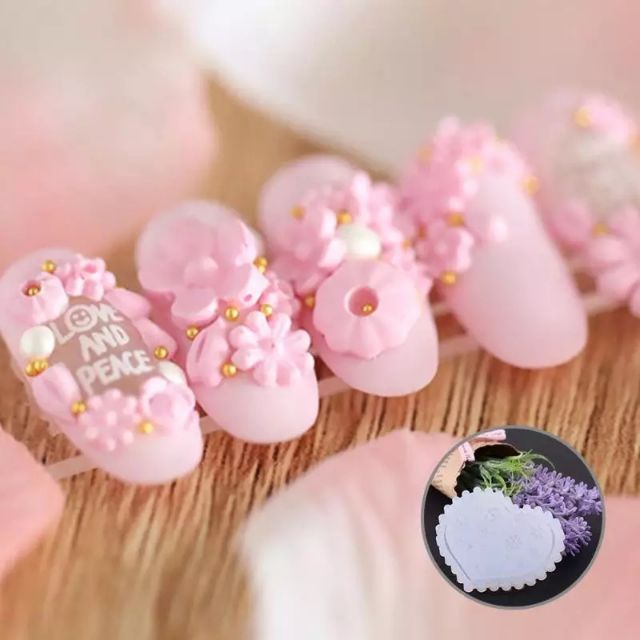 Khuôn silicone dẻo nhấn hoa bột nail gel