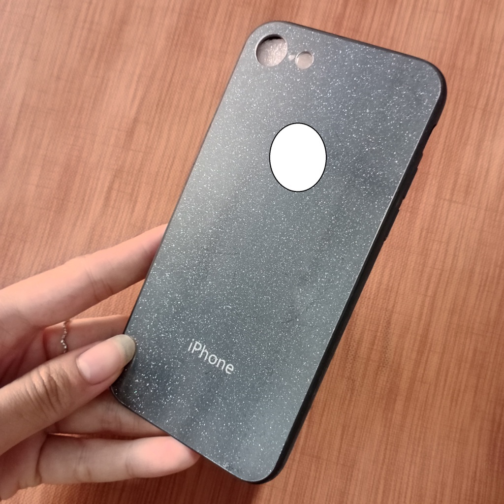 Ốp lưng iPhone 7 / 8 mặt lưng kính bóng phủ kim tuyến