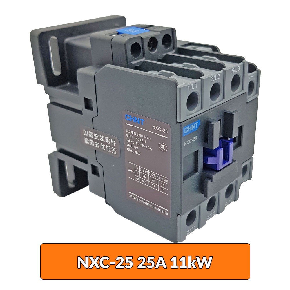 Công tắc tơ Contactor 3 pha CHINT NXC 12 | 18 | 25, Relay nhiệt CHINT NXR 25