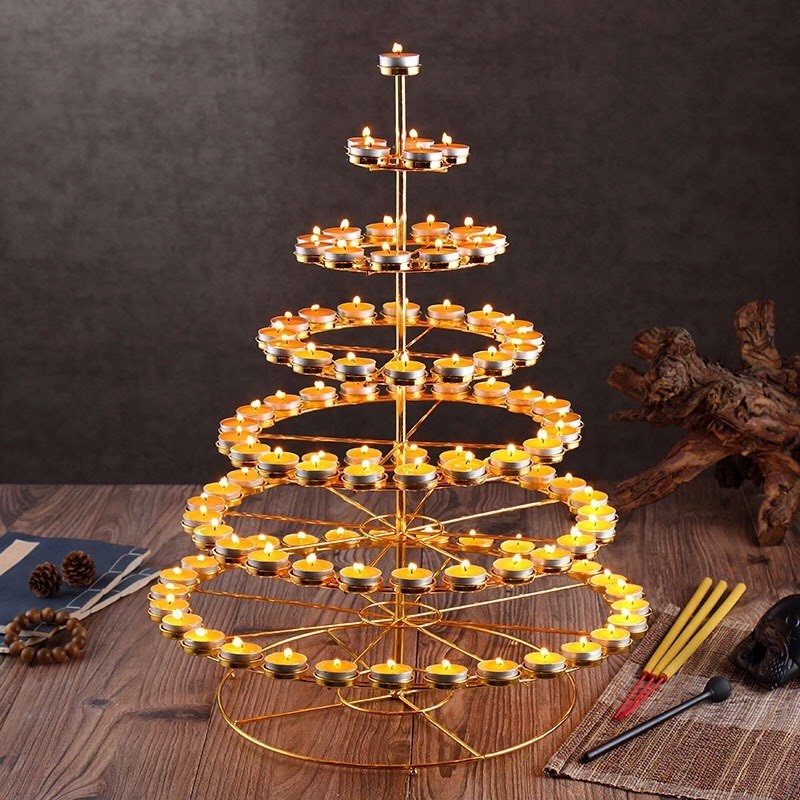 Đèn dược sư 108 ngọn , tháp đế nến 7 tầng  hợp kim ,  đế đèn cúng dường phật.