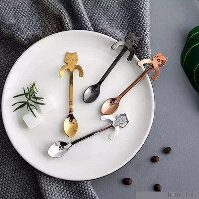 Muỗng cà phê bằng thép không gỉ thiết kế hình mèo dễ thương