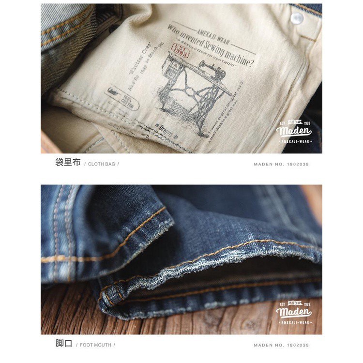 Quần Jeans Maden Ống Đứng Thời Trang Nhật Bản Dành Cho Nam