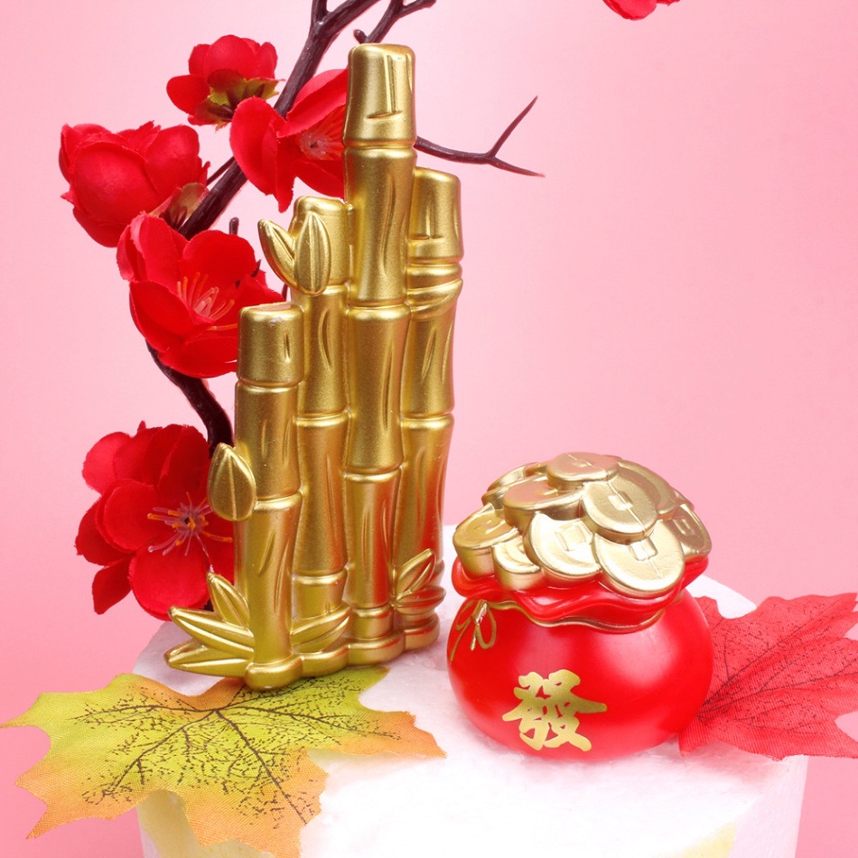 đồ trang trí bánh [FREESHIP]  cành trúc vàng trang trí tài lộc