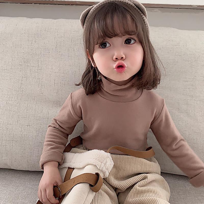 Áo Tay Dài Cổ Lọ Màu Trơn Cho Bé Gái