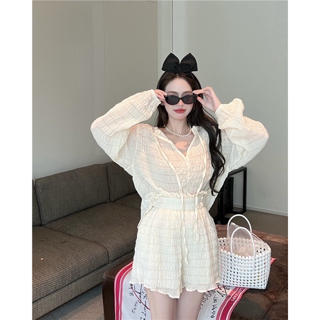 ✨💕Set áo tay dài quần short vải thoáng mát