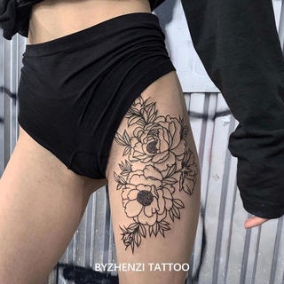 Hình Xăm Dán Tạm Thời Hình Hoa Đen Cá Tính