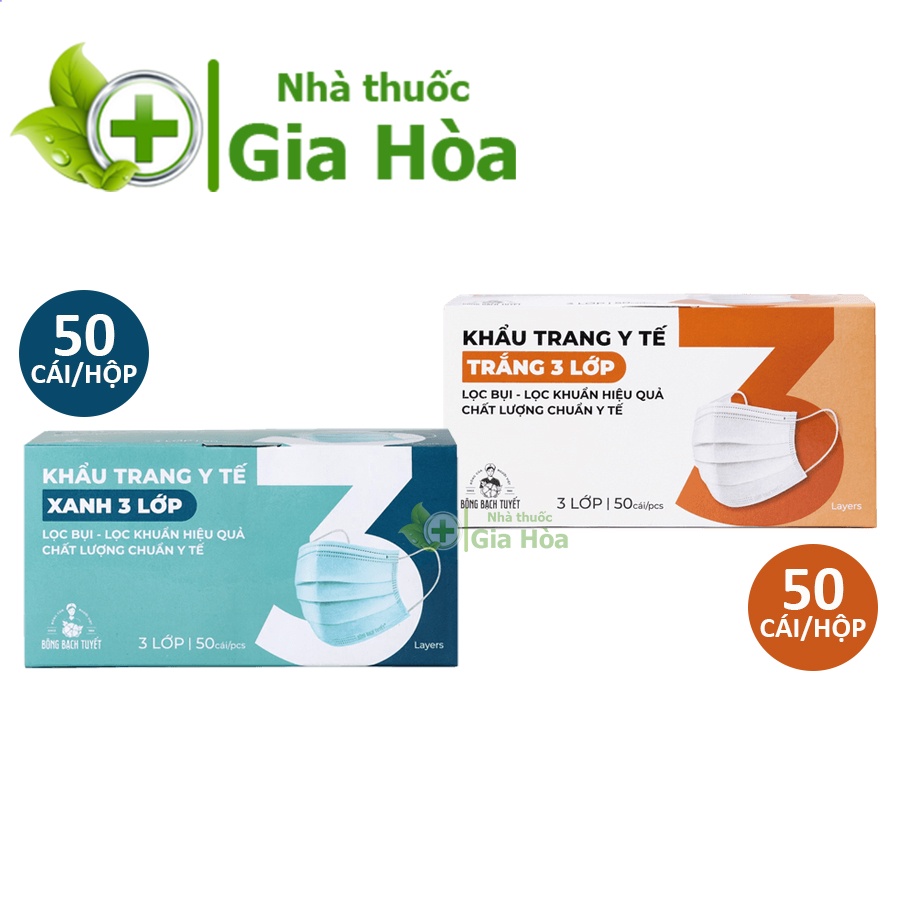Khẩu trang y tế kháng khuẩn Bông Bạch Tuyết (CHÍNH HÃNG) Meriday - Hộp 50 cái