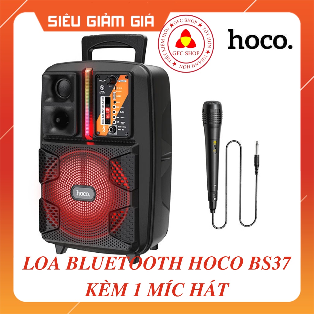 Loa Bluetooth đa năng HOCO BS37 Dancer Kèm 1 Mic Karaoke BT V5.0, pin 1800mAh, cho 3 giờ nghe nhạc, màu đen