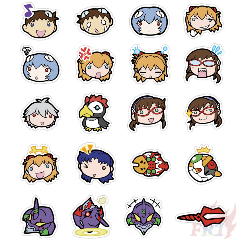 Set 40 miếng dán hình nhân vật Neon Genesis Evangelion Ayanami Rei dùng trang trí nhật ký/laptop/vali/ván trượt