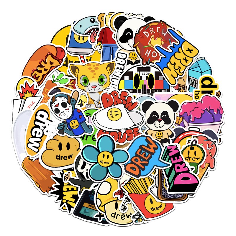 [SET 50] Sticker thương hiệu Drew chống nước, dán mũ bảo hiểm, vali, laptop 093