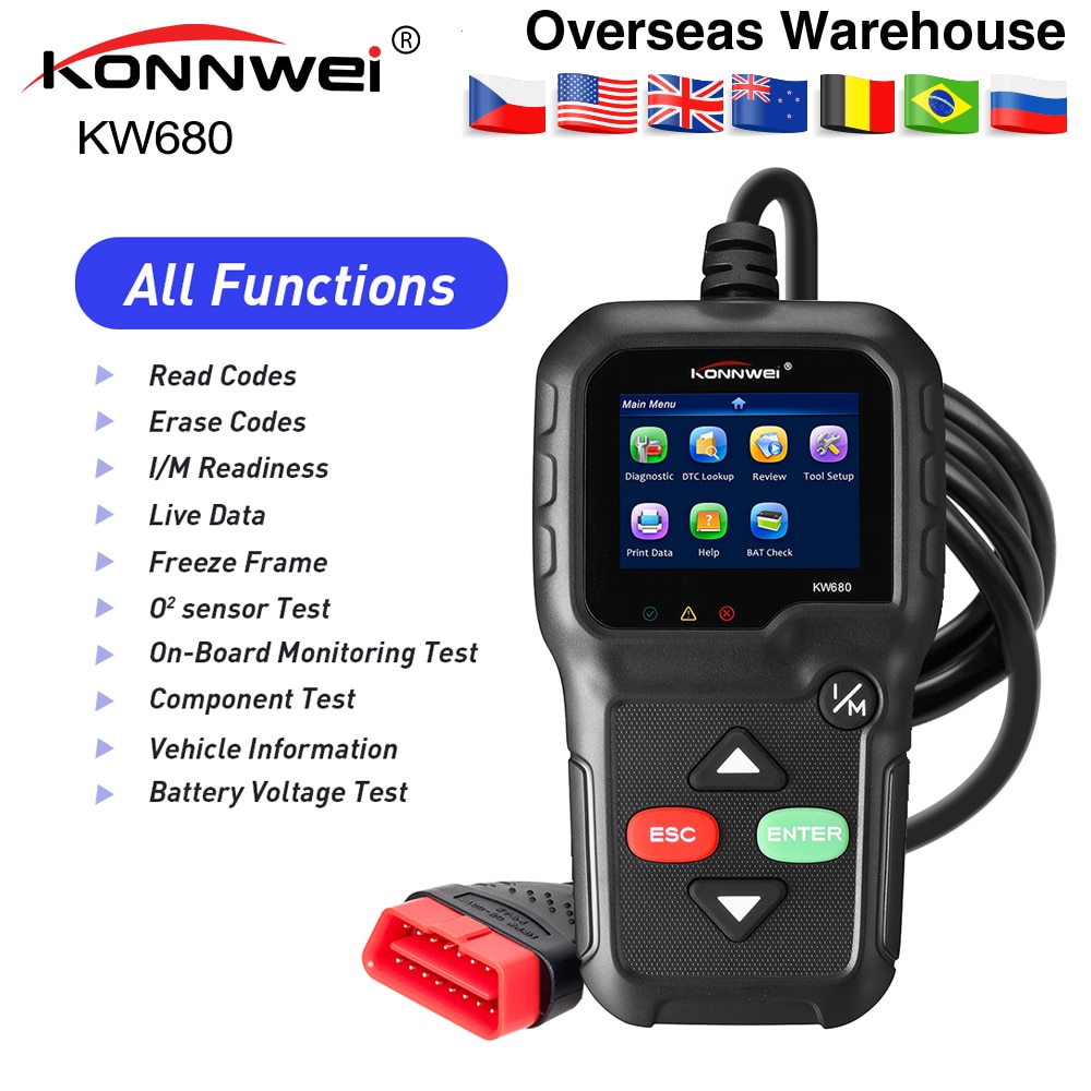 KONNWEI KW680 Máy quét OBDII Chẩn đoán ô tô OBD Công cụ chẩn đoán tự động Đọc mã lỗi rõ ràng Máy qué
