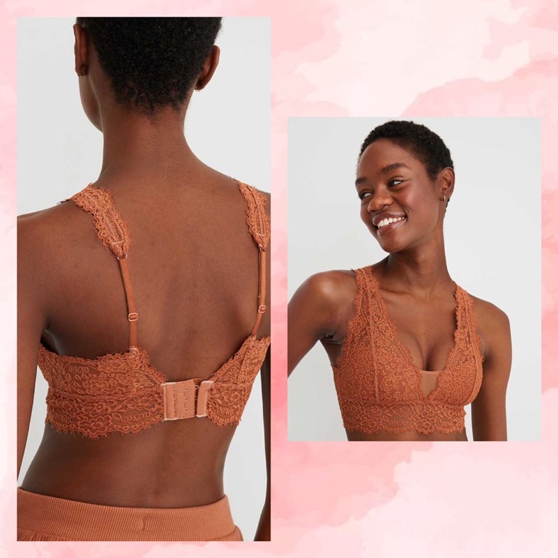 Áo Ngực Áo Lót Nữ Aerie Bralette Ren Không Gọng Xuất Khẩu Siêu Bền Có Khe Thêm Mút Đẹp XS S M L XL Nhiều Màu