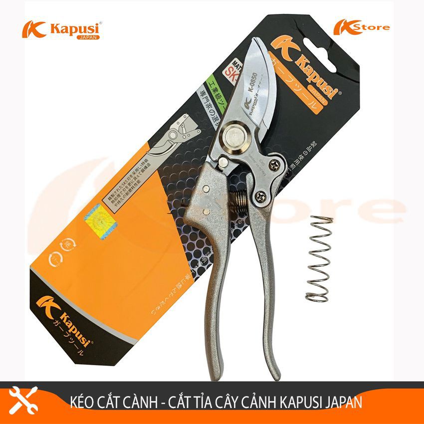 kéo cắt tỉa cành cây kapusi cán bạc K-8618 có tặng lò xo