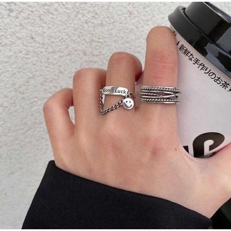 combo 2 chiếc nhẫn hình mặt cười unisex