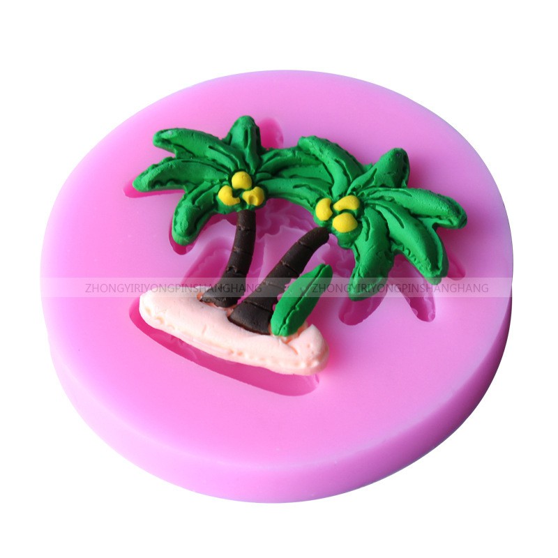 Khuôn silicon cây dừa làm bánh rau câu hoa nổi