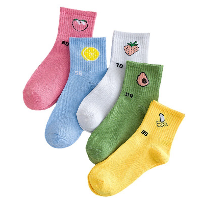 Vớ Cotton Đa Dạng Mẫu Mã - Tất Nữ Mùa Đông Mang Ấm Cho Chân Hình Trái Cây Nhiều Màu Sắc