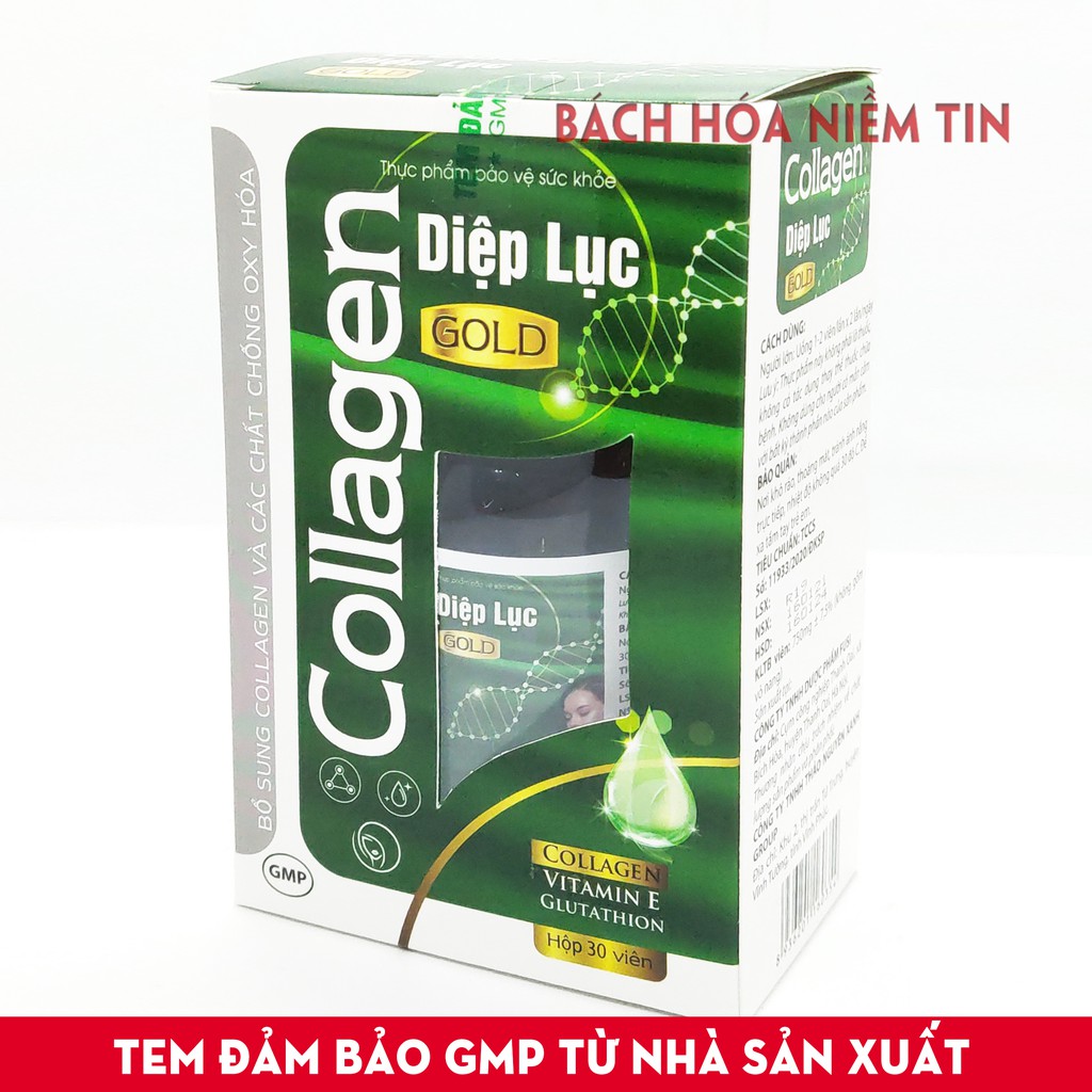 Viên uống làm đẹp da Collagen Diệp Lục Gold  - Bổ sung collagen, vitamin E, diệp lục giúp giảm nám da, sạm da