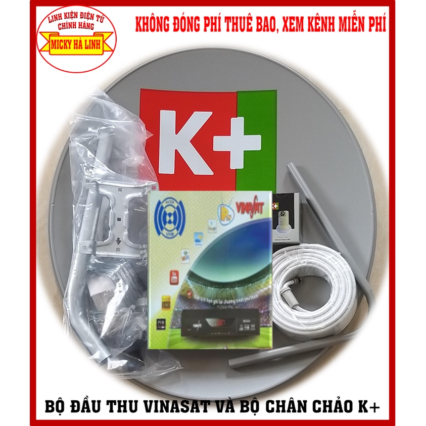 Trọn Bộ Đầu thu HD02 và Phụ kiện chân Chảo Vệ tinh truyền hình K+ Xem miễn phí Không đóng tiền hàng tháng (Set Nguyên Bộ