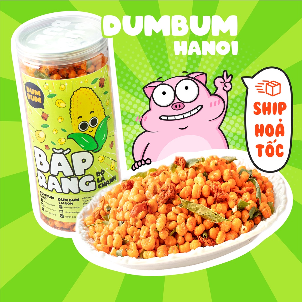 Ngô sấy giòn bò khô lá chanh DumBum đồ ăn vặt Hà Nội 350g