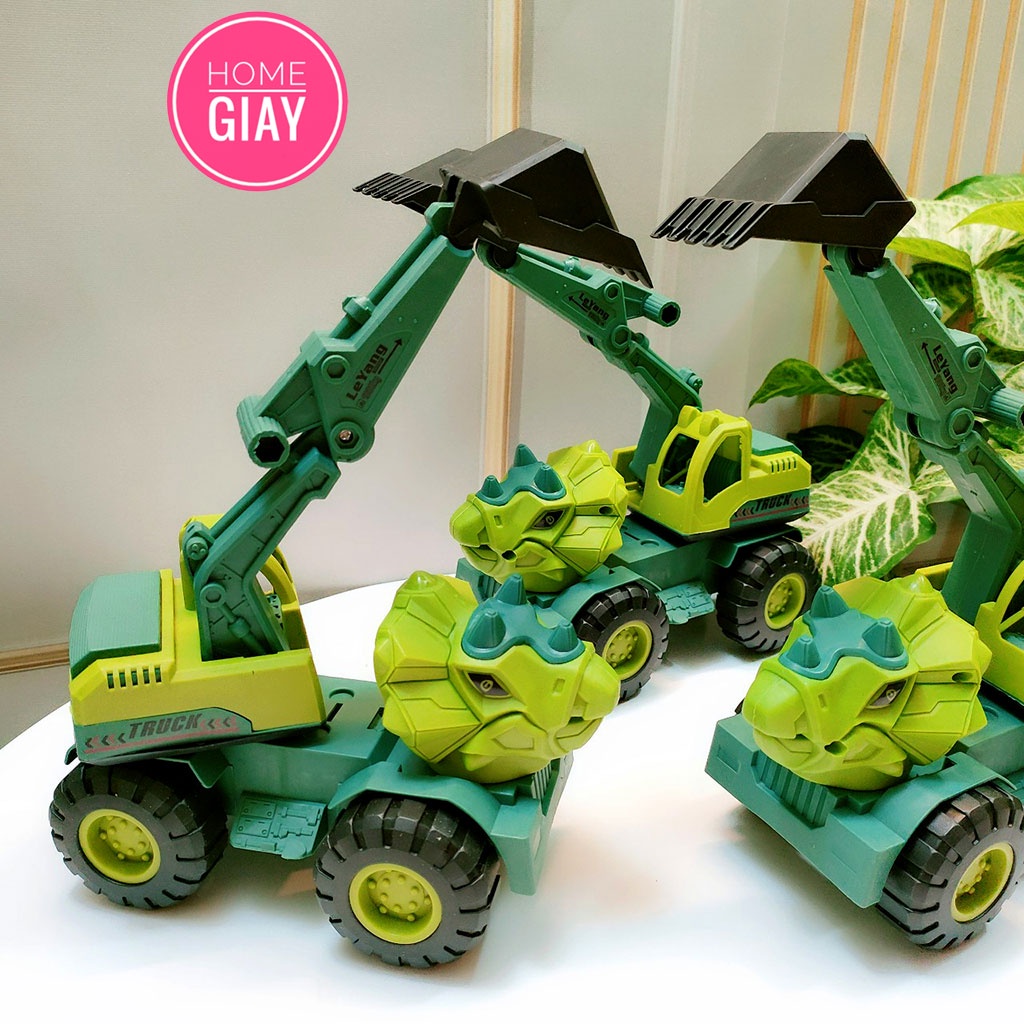 Đồ chơi xe ô tô khủng long máy xúc Home giay trẻ em, bộ đồ chơi nhiều con khủng long