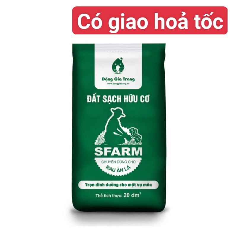 Đất Sfarm trồng rau ăn lá 20dm3, đất sạch hữu cơ Sfarm chuyên dùng cho rau ăn lá (khoảng 9-10kg)